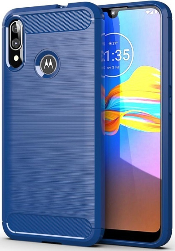 Чехол для Motorola Moto E6S (E6 Plus) цвет Blue (синий), серия Carbon от Caseport