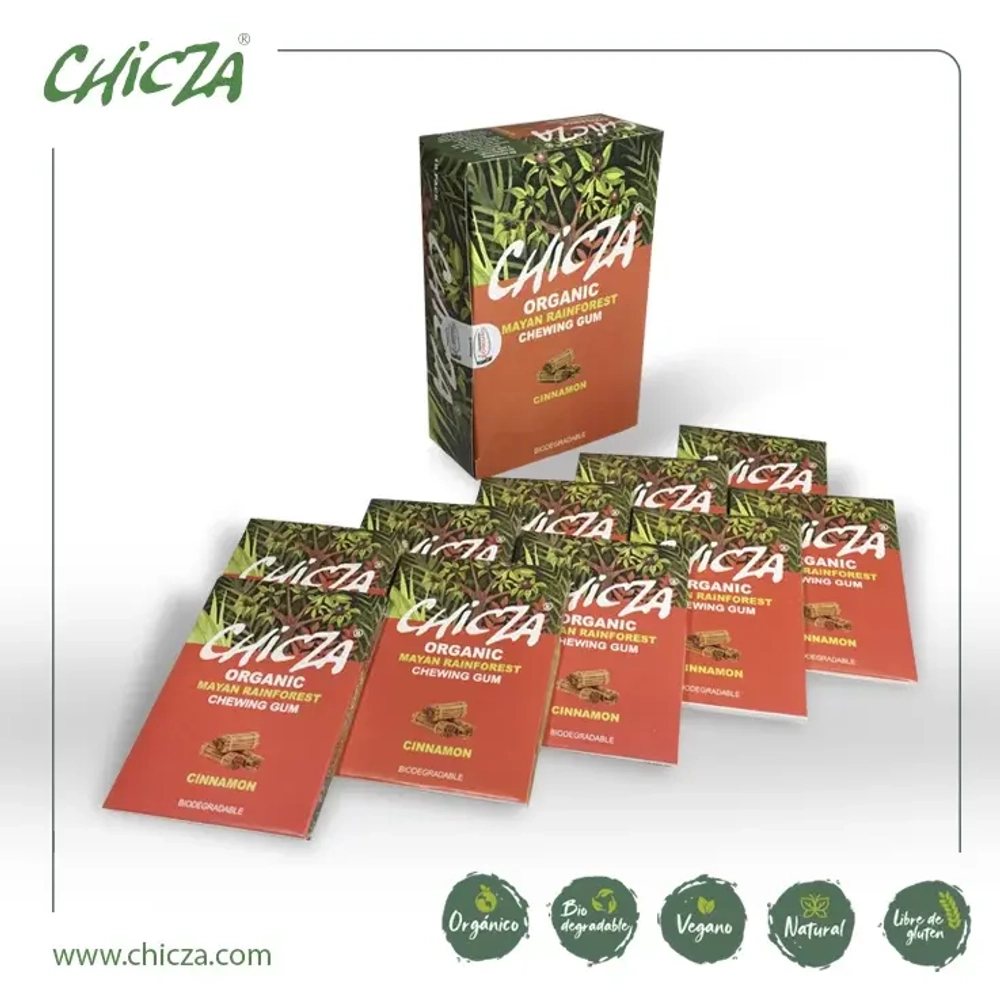 CHICZA ORGANIC Жевательная резинка органическая биоразлагаемая со вкусом мексиканской корицы 10 Х 30г