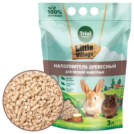 Наполнитель для мелких животных древесный 6мм,3л