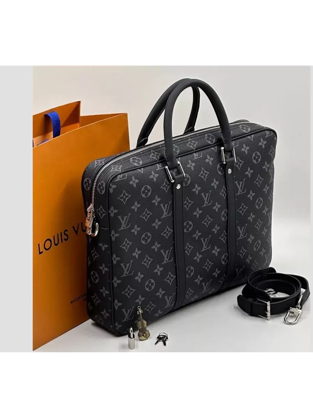 Сумка мужская экокожаная для документов и ноутбука с ручками