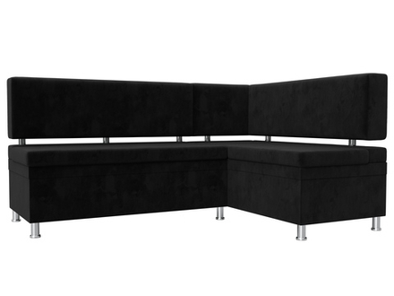 Диван кухонный угловой Стайл правый угол, Черный, Велюр, 111660