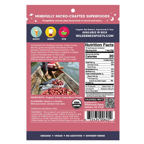 Wilderness Poets, порошок из органических ягод каму-каму, 99 г (3,5 унции)