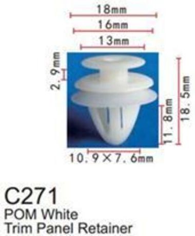 Клипса для крепления внутренней обшивки а/м Ситроен/ Субару/ Сузуки пластиковая (100шт/уп.) Forsage клипса C0271(Citroen/Subaru/Suzuki)