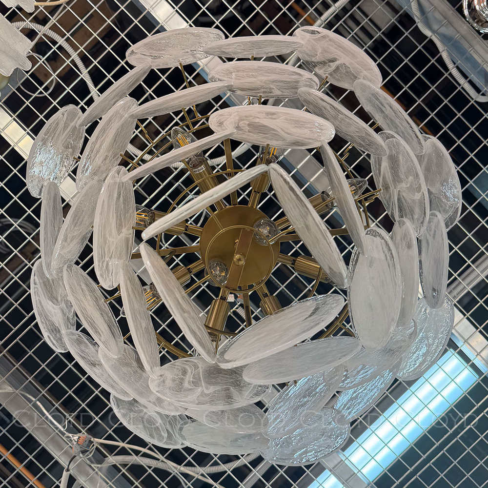 Люстра Cloyd LINZE-B C13 / Ø60 см - латунь - белое стекло (арт.11674)