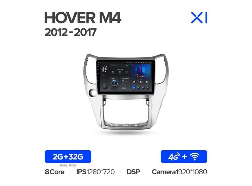 Магнитола Teyes X1 2-32 Wi-Fi + 4G Great Wall Hover M4 1 2012 — 2017 10.2&quot;