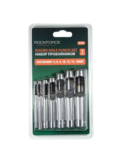 Набор пробойников 7пр. (4, 6, 8, 10, 12, 14, 16мм),в блистере RockForce##Rock FORCE RF-3791