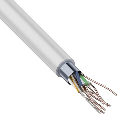 Кабель витая пара экранированный FTP 4PR 24AWG cat 5e CU серый 8 жил [305м] Rexant (провод для интернета) 01-0143