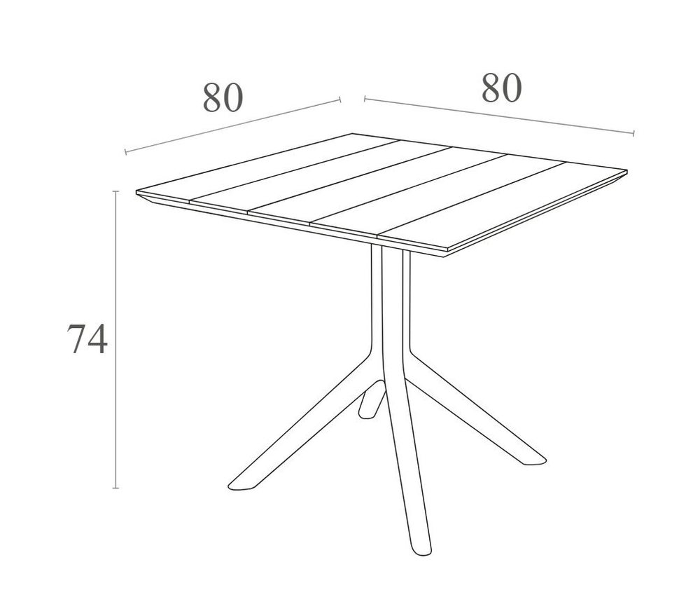 Стол пластиковый Siesta Contract Paris Table 80, черный, 800х800х740 мм, черный