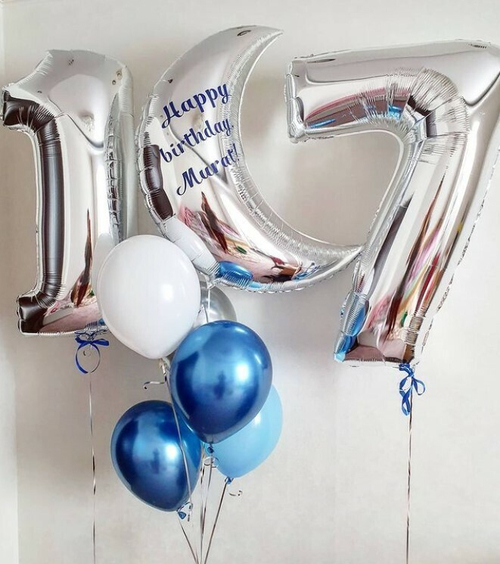 Набор шаров в Синем и Серебряном Цвете