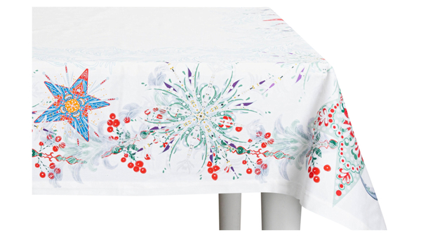Скатерть 168х250см Mix&Match Home Счастливая звезда белая с принтом