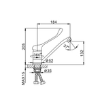 Смеситель для кухни 40к F4554-2 FRAP МЕДИЦИНСКИЙ (плоск.пов. излив, п/гайку, хром, латунь)