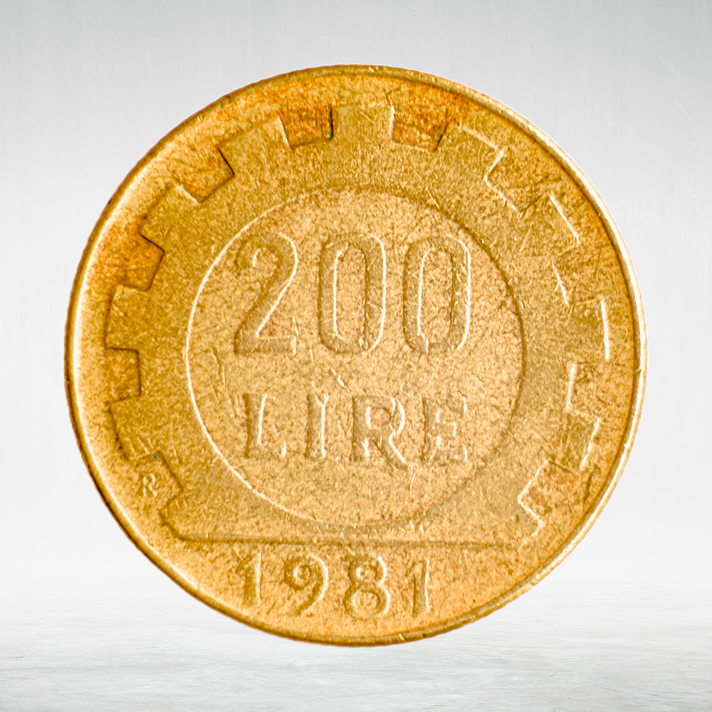 Italy 200 Lire 1981 R "Woman Head – Standard Issue", XF