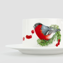 Чайная пара Farforite «Рябиновые бусы» 250 мл в подарочной коробке