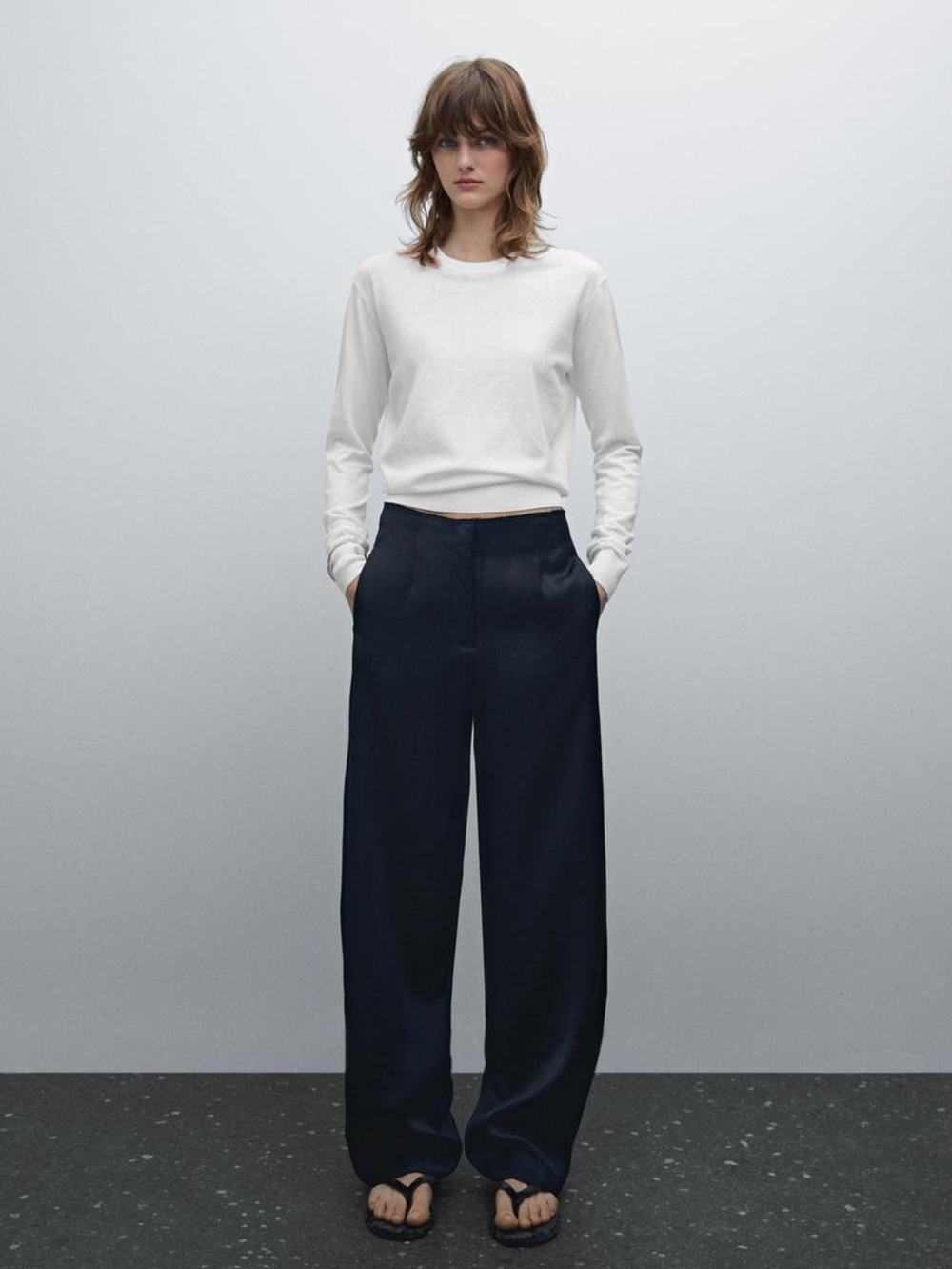 Massimo Dutti Свитер из смесового хлопка, белый