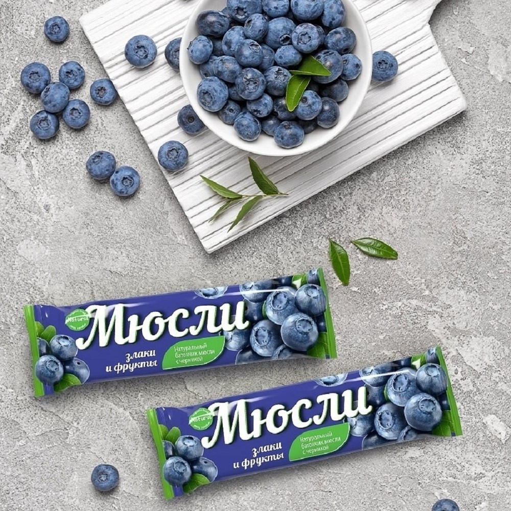 Мюсли прессованные. Батончик черника и злаки