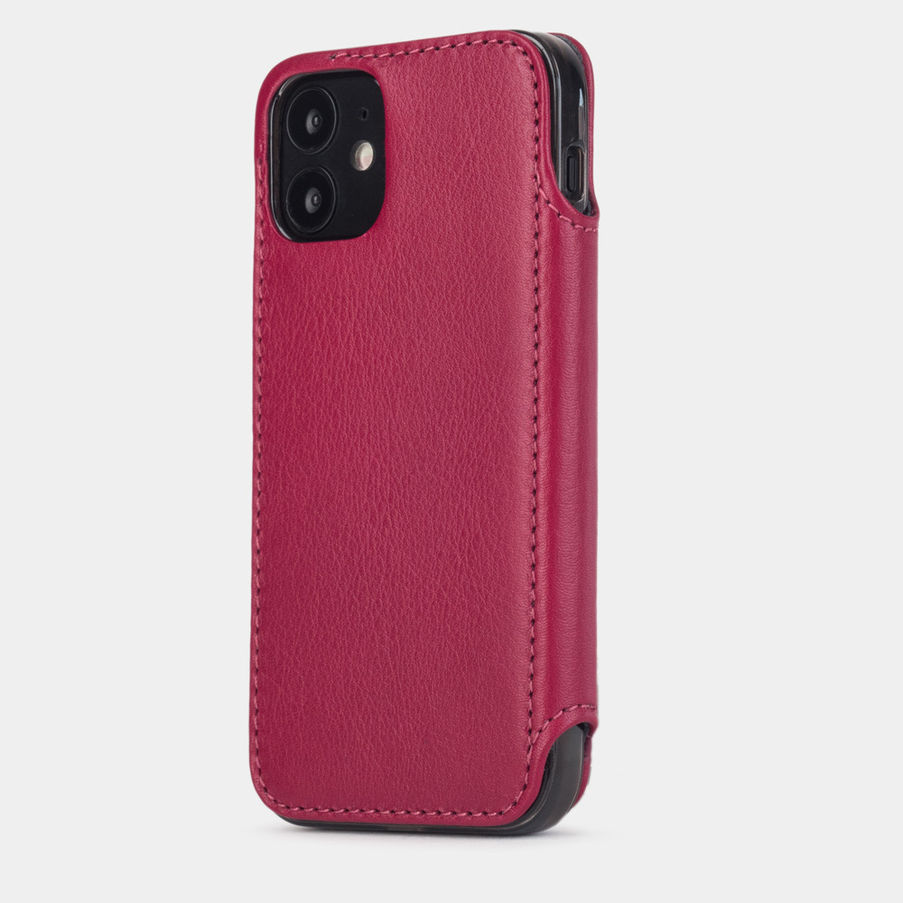 Чехол кожаный Benoit для iPhone 12 Mini малинового цвета