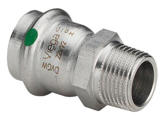 Муфта переходник Viega Sanpress Inox 22х1/2" НР с SC-Contur нерж. сталь (серия 2311) арт. 436483