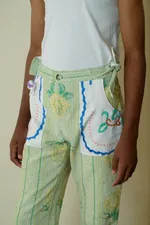 Брюки Soeurs с Расшитыми Карманами 2 / Hand-Embroidered Pockets 2 зеленые