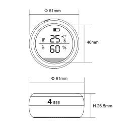 USN-A502 TS-WF WHITE Умный датчик температуры и влажности Wi-Fi. с экраном. на батарейках AAAx2 н-к адаптер 5V н-к. Звуковое+PUSH оповещение. Накладной. Белый. Приложение UnielSmart. TM Uniel