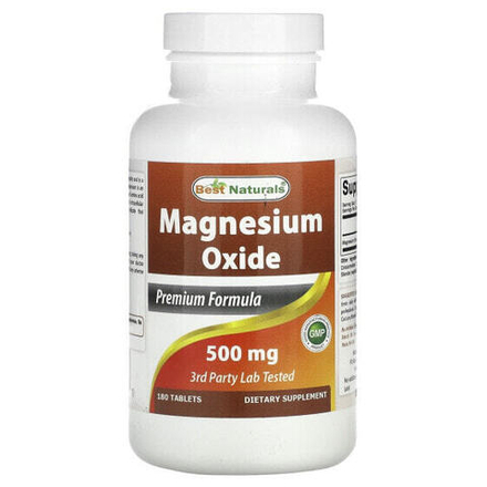 Магний Best Naturals, Оксид магния, 500 мг, 180 таблеток