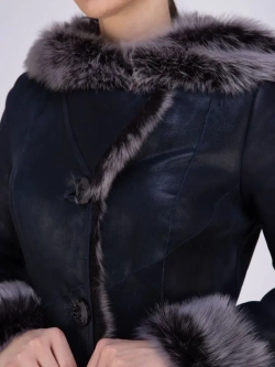 Дубленка натуральная с капюшоном длинная Турция