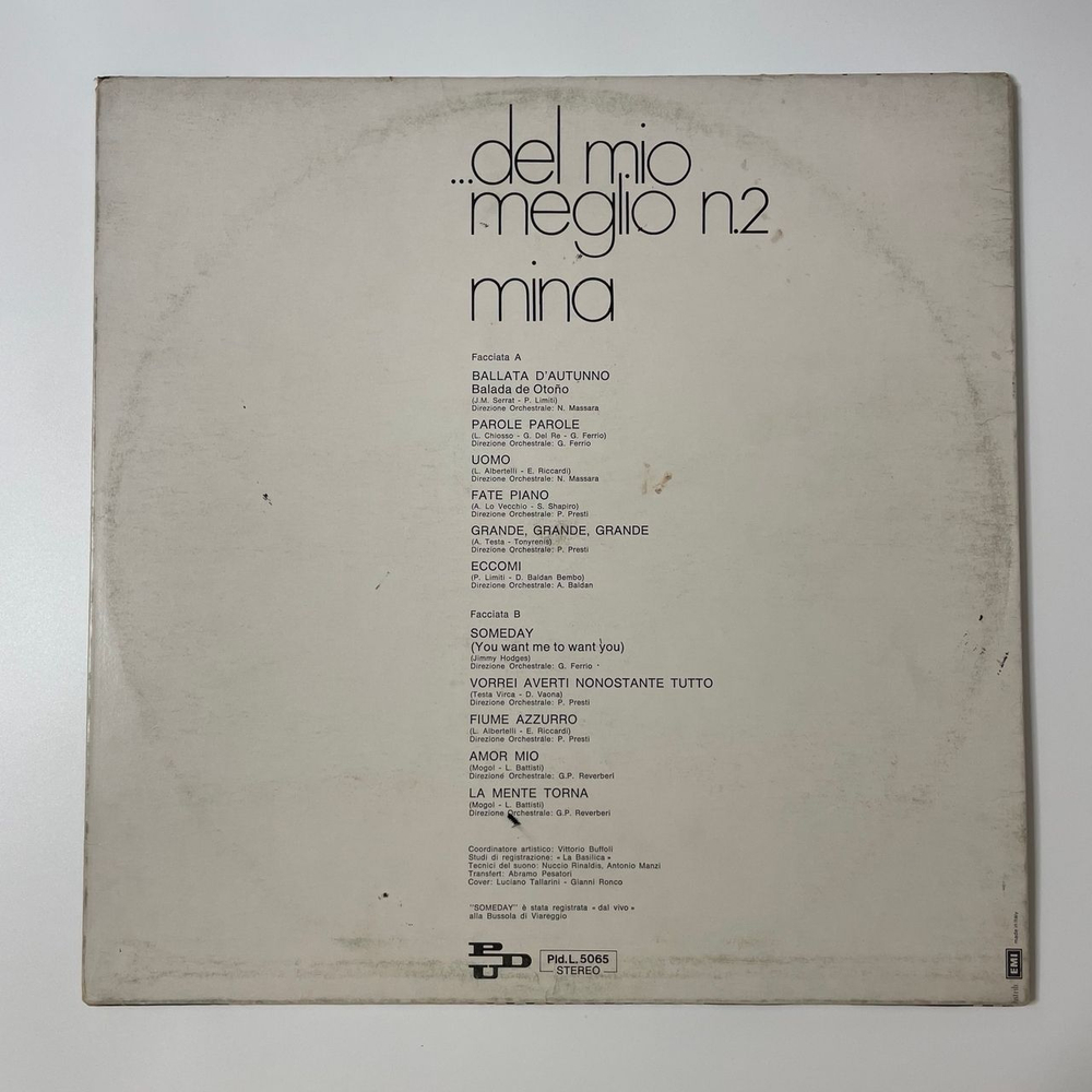 Винтажная виниловая пластинка LP Mina Мина Del Mio Meglio N.2 (Италия 1973)