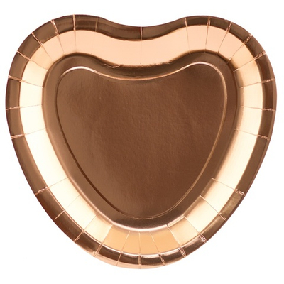 Тарелки бумажные «Сердце», розовое золото, 23 см, 6 шт
