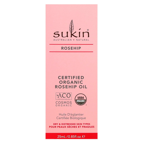 Sukin, Сертифицированное органическое масло шиповника, для сухой и проблемной кожи, 25 мл (0,85 жидк. Унции)