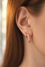 Серьги "База" из серебра 2 см Розовые