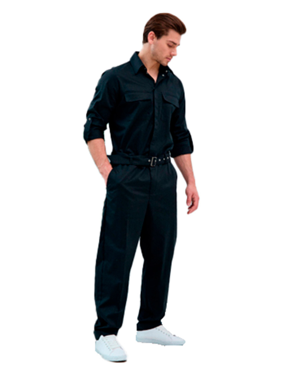 Комбинезон медицинский мужской Dr. Nice с поясом с пряжкой, черный, 50