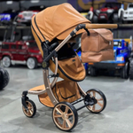 Коляска-трансформер 2 в 1 LUXMOM 608-2 / Коричневая Экокожа