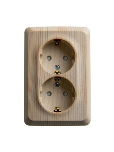 Розетка угловая 2-м ОП Этюд 16А IP20 250В с заземл. защ. шторки сосна SE PA16-108D