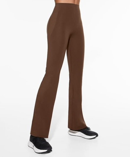 OYSHO Компрессионные брюки клеш Flare Compressive Raise Up, коричневый