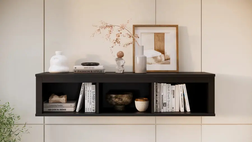 Полка навесная - аналог IKEA HEMNES / ХЕМНЭС/ ХЕМНЕС / КЫМОР / ИКЕА 148х34х37 см, черный