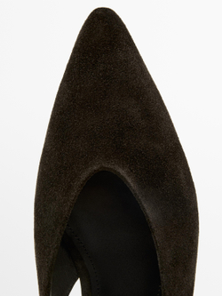 Massimo Dutti Туфли-слингбэки из натуральной замши с открытой пяткой, коричневый