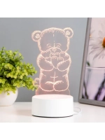 Светильник 3D ночник RISALUX «Мишутка», LED RGB, от сети, 9.