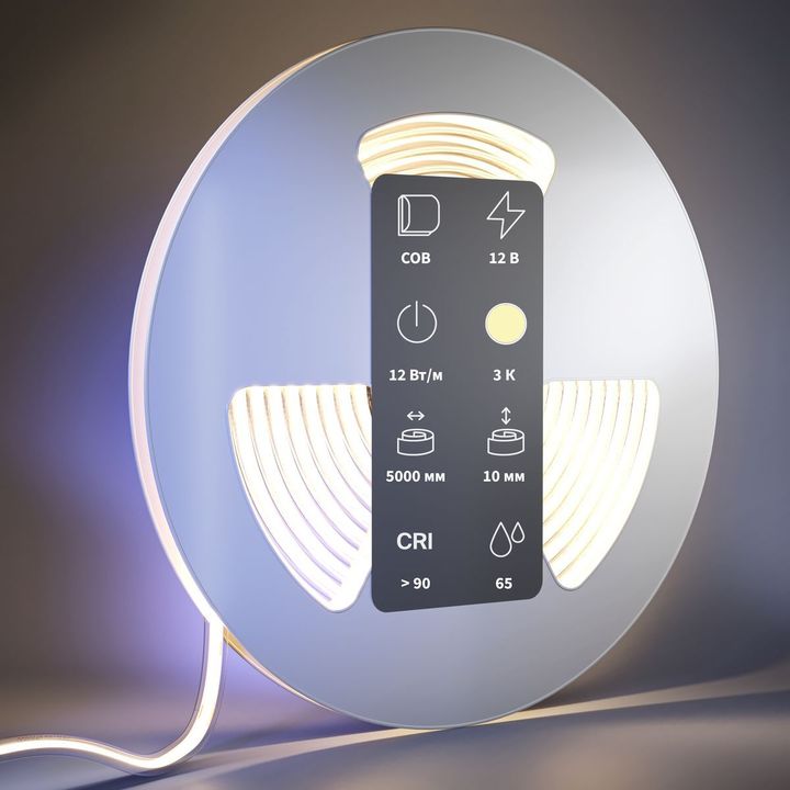 Светодиодная влагозащищенная лента Maytoni 12W/m 384LED/m COB теплый белый 5M 201078