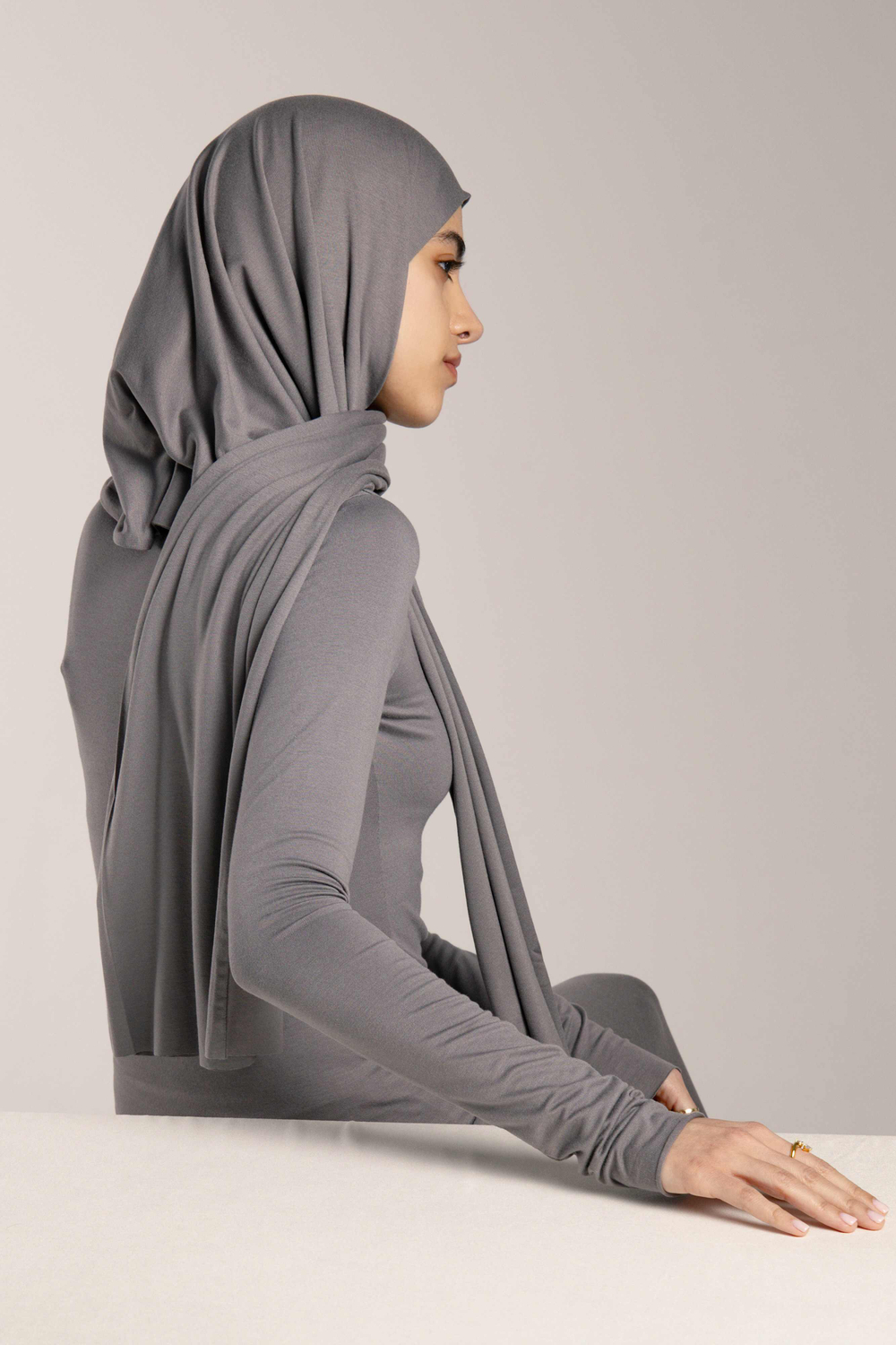 Хиджаб Молик двухслойный серый