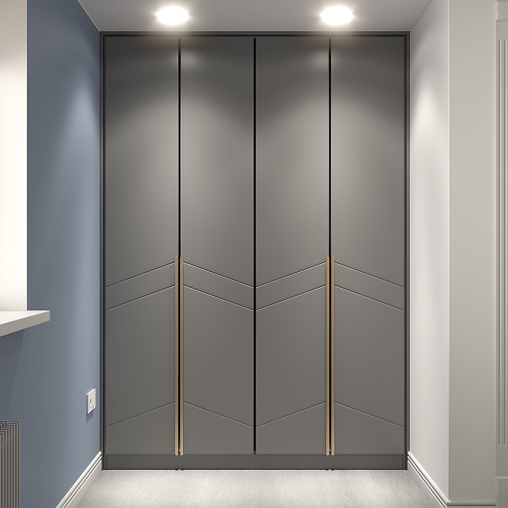 Распашной шкаф Авелин четырехсекционный в серой эмали  220*60*220