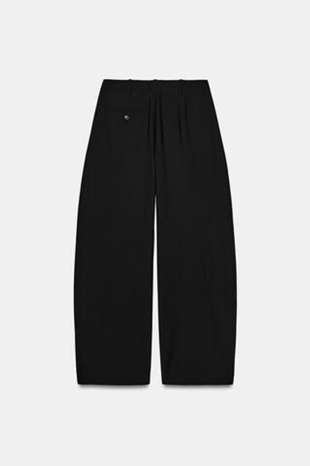 ZARA БРЮКИ WIDE LEG С ЗАЩИПАМИ — ZW COLLECTION, ЧЕРНЫЙ