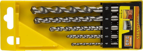 STAYER TOPHammer 5 шт: d 4-5-6-8-10 мм набор сверл по бетону STANDARD