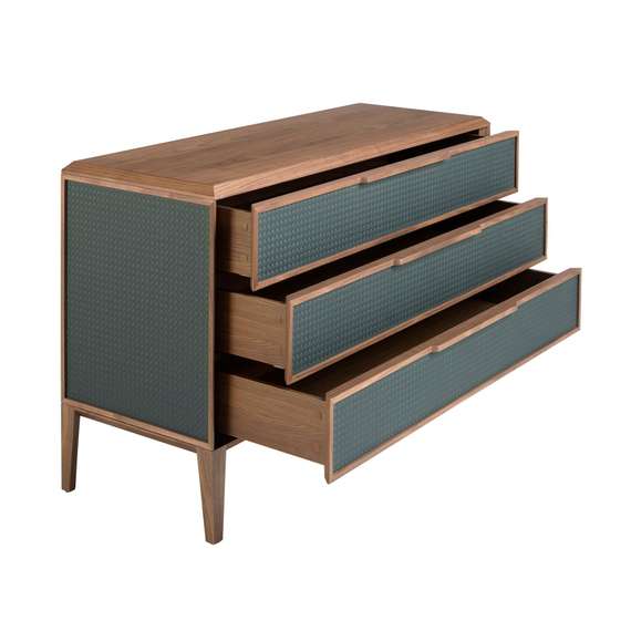 Комод 7150/CP2305-C темно-зеленого цвета из пластика и ореха