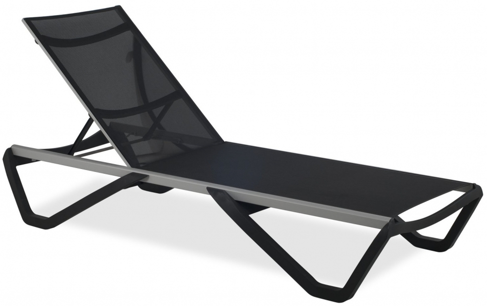 Шезлонг-лежак металлический Papatya Wave, антрацит