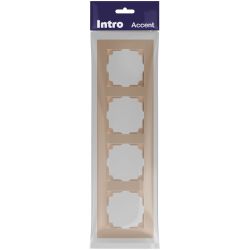 Рамка для розеток и выключателей Intro Accent 6-504-04 на 4 поста, СУ, шампань | Intro