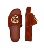 Шлепанцы кожаные woven TORY BURCH - коричневый(136989)