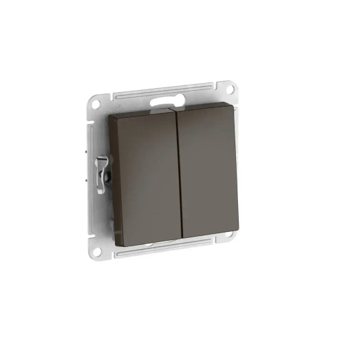 Atlas Design 2-клавишный выключатель, сх.5, 10АХ, мех., быстрозажим. клем., мокко