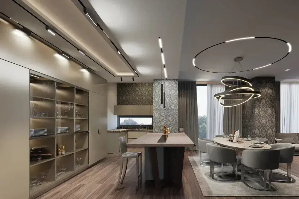 Трековая система освещения для натяжных потолков MAGNETIC S20 48V Чёрный шинопровод алюминиевый четырех-контактный низковольтный 4TRA 57x55x1500mm IP20 1.5 м. торцевые заглушки в комплекте