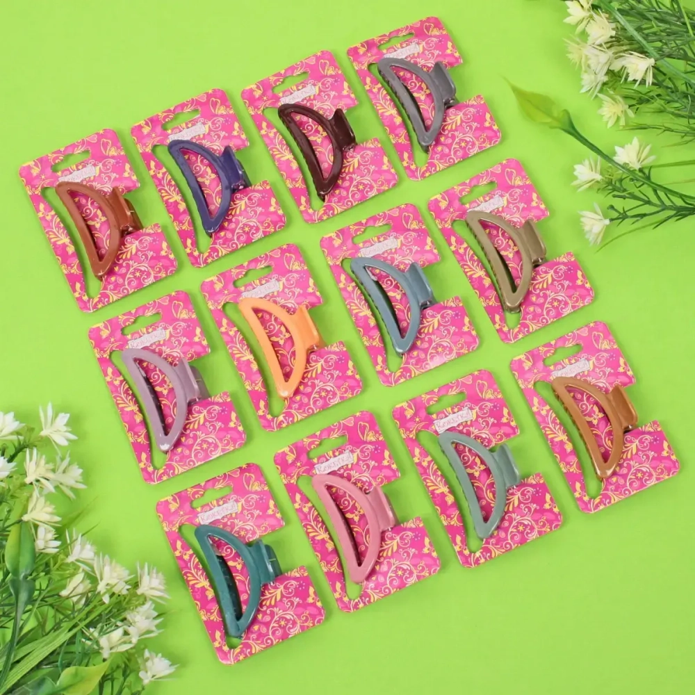 Заколка-краб для волос на блистере «Magic Gloss», трапеция, микс 6 цветов, 6,5см