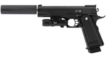 STALKER mod. SA5.1S Spring пист.пнев. (аналог Hi-Capa 5.1)+имитатор ПБС, ЛСУ к. 6мм металл черный