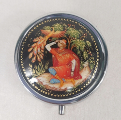 Сувенирный контейнер для хранения мелочей с ручной росписью Палех "Иван-царевич и жар-птица" №2